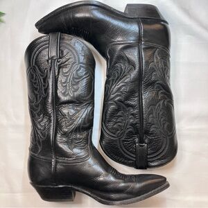 Tony Lama Vintage Black Leather Boots, 10